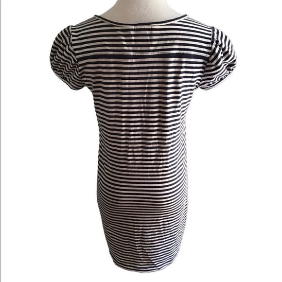 Theory Navy and White Striped T-Shirt Dress Sz L - Picture 2 of 5